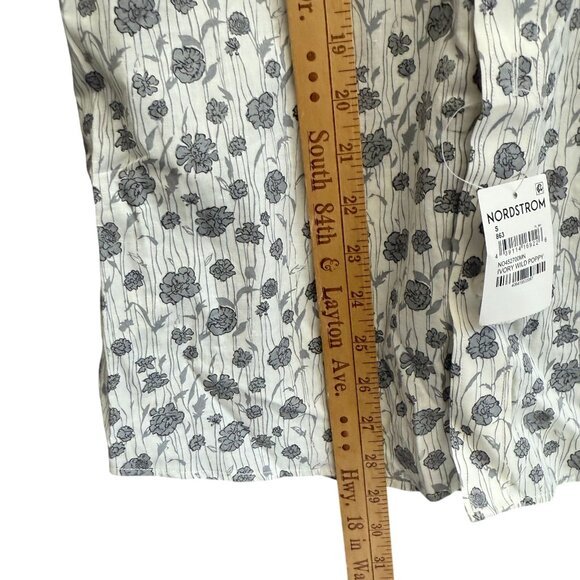NWT Nordstrom Trim Fit Floral Print Button Down Shirt Mens Small White Gray - Picture 6 of 8